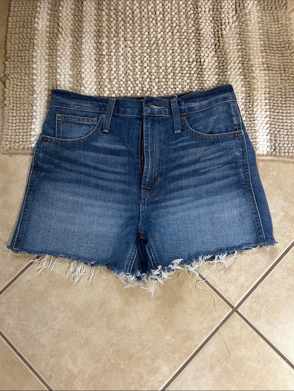 Madewell Blue Denim High-Rise Cutoff Shorts with Frayed Hem
